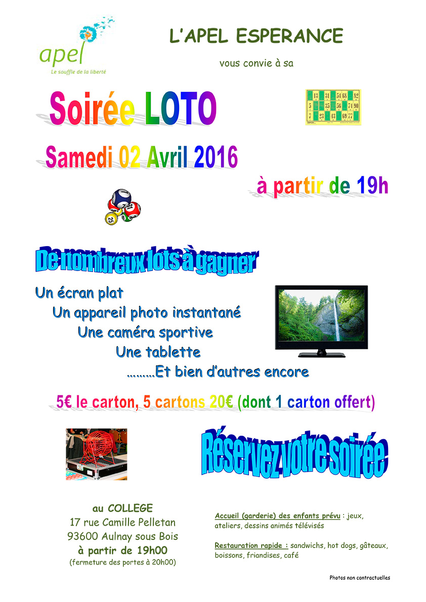 affiche soiree loto 2016